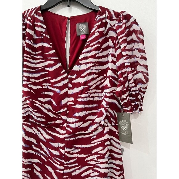 New Vince Camuto Women's Size 2 Casual Printed Fit and Flare Wine - Picture 11 of 12